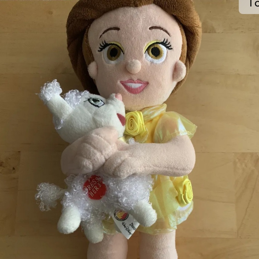 Disney Plush Belle toy with dog